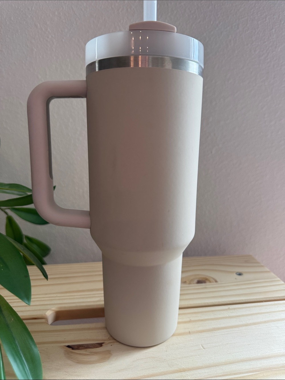 Stanley Matte Taupe with Handle and Straw - Picture 2 of 3